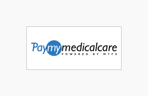 PayMyMedicalCare logo with the tagline “Powered by MTFX,” representing a healthcare-focused payment solution launched by MTFX for streamlined medical payment processing.